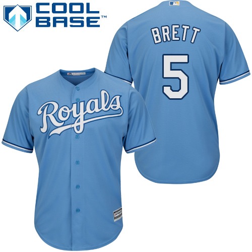 Royals #5 George Brett Light Blue Cool Base Stitched Youth MLB Jersey - Click Image to Close